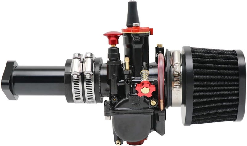 YWLUWEI PWK 24mm Carburetor Kit Universal for 50cc to 110cc 2T 4T Carburetor Air Filter Intake Pipe Manifold Main Jets Idle Jets For Mini Bike Go Kart Parts Racing (Black, 24mm) - Image 4